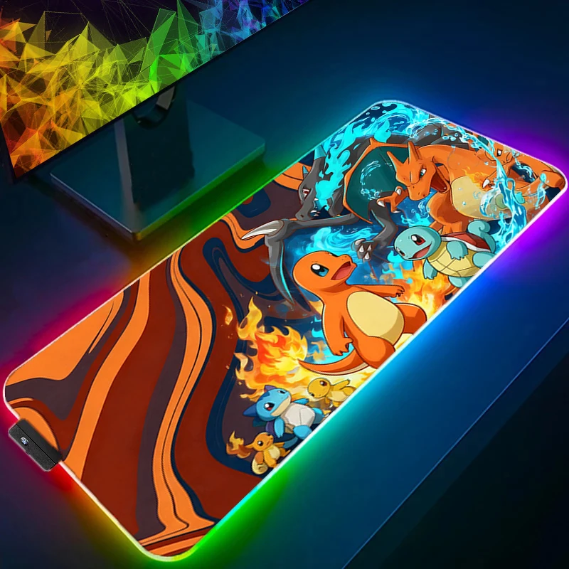 

RGB Mouse Pad Pokemon Pikachu Gengar Backlight Large PC Computer Gamer Gaming Accessories LED Mousepad Keyboard Desk Mat Carpet