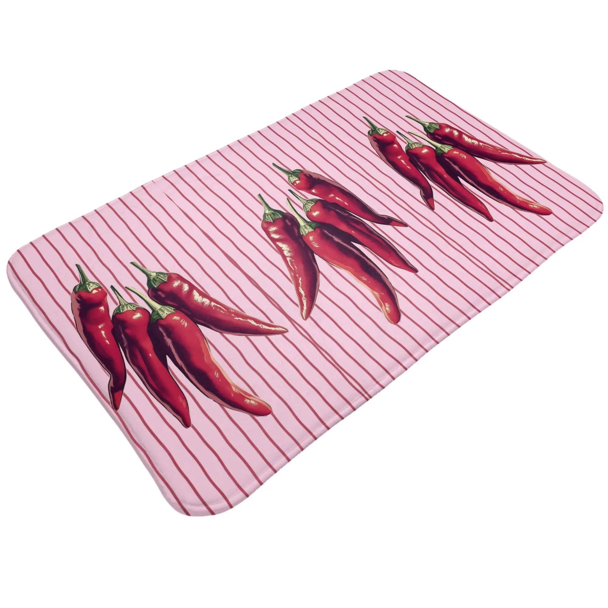 Red Chili Pink Stripe Pattern Doormat Bathroom Living Room Mat  Outdoor Home Decoration
