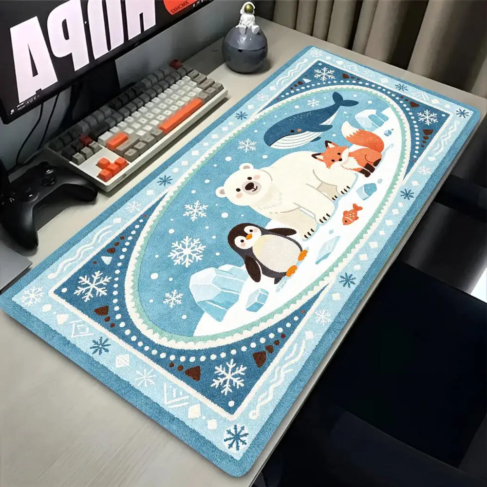 Arctic Polar Animals Rug Play Mat Mouse Pad Thick Rubber Smooth Surface For Kids Room