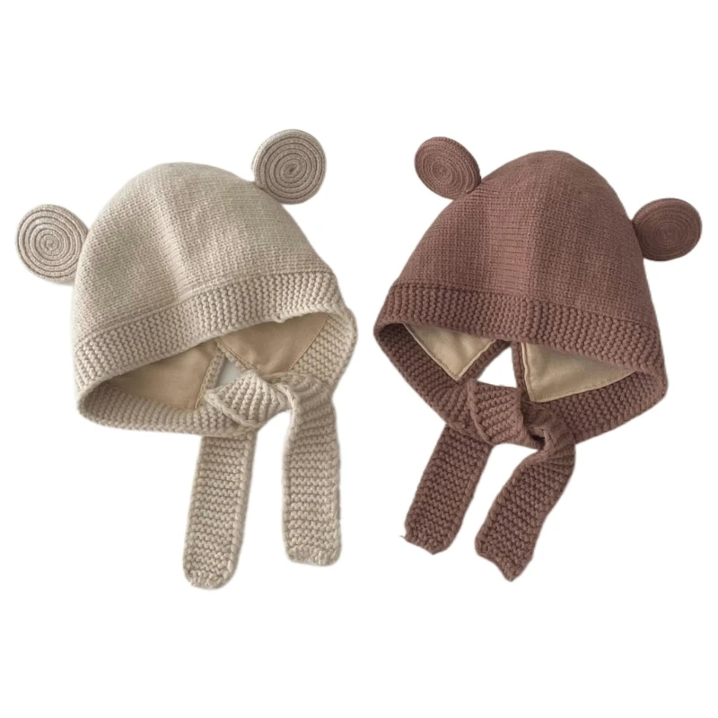 Baby Beanie Hats Earflaps Baby Hat Bear Bonnet Winter Warm Hat Ear Protections Hat for Baby Kids Aged 0-3Years