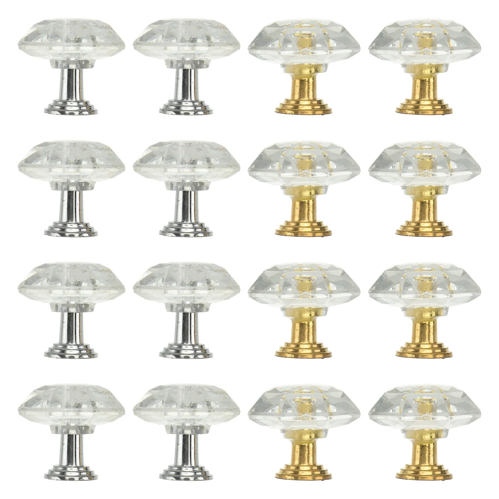 16Pcs Crystal Transparent Drawer Handles Decorative Cabinet Door Knobs Household Acrylic Furniture Hardware Replacement