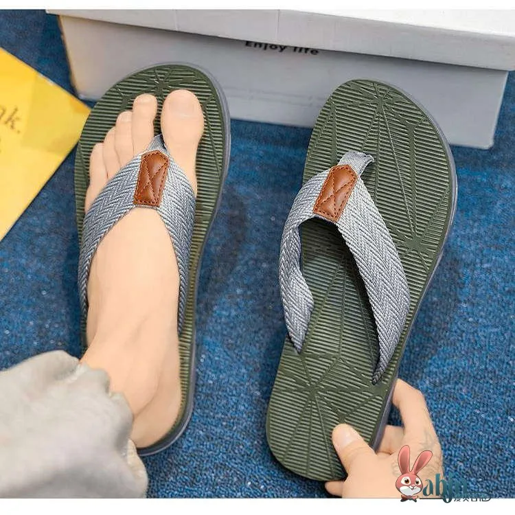 

Anti-Slip Odor-Resistant Men's Flip Flops Summer Outdoor Wear 2026 New Style Cloth Strap between the Feet Sandals Thick Botto...