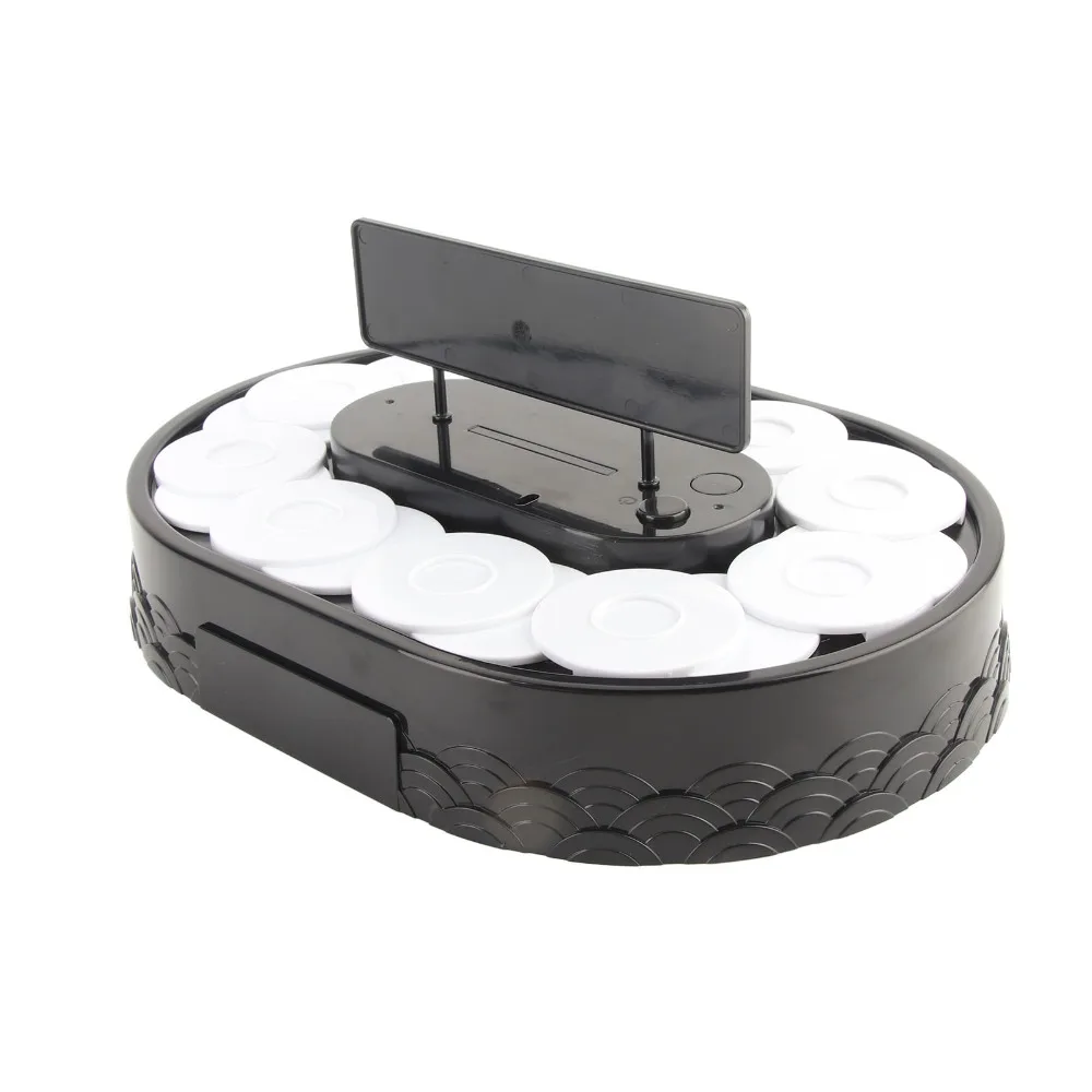 Plastic Rotating Sushi Display Stand Two Tier With Mini Trays Sushi Swing Tray Turntable Rotating Embossed Pattern