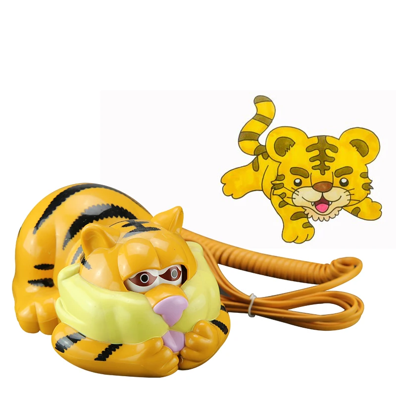 Cute Tiger Mouth Corded Phone Telephone with LED Indicator, Desktop phone Audio / Redial, Mini Landline Telephone,Christmas Gift