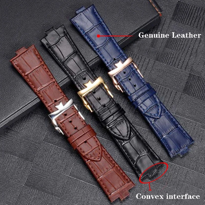 Genuine Leather Watchband For vacheron constantin 4500V 5500V 7900 Watch strap vc Convex Mouth 7mm wristwatches band Accessories