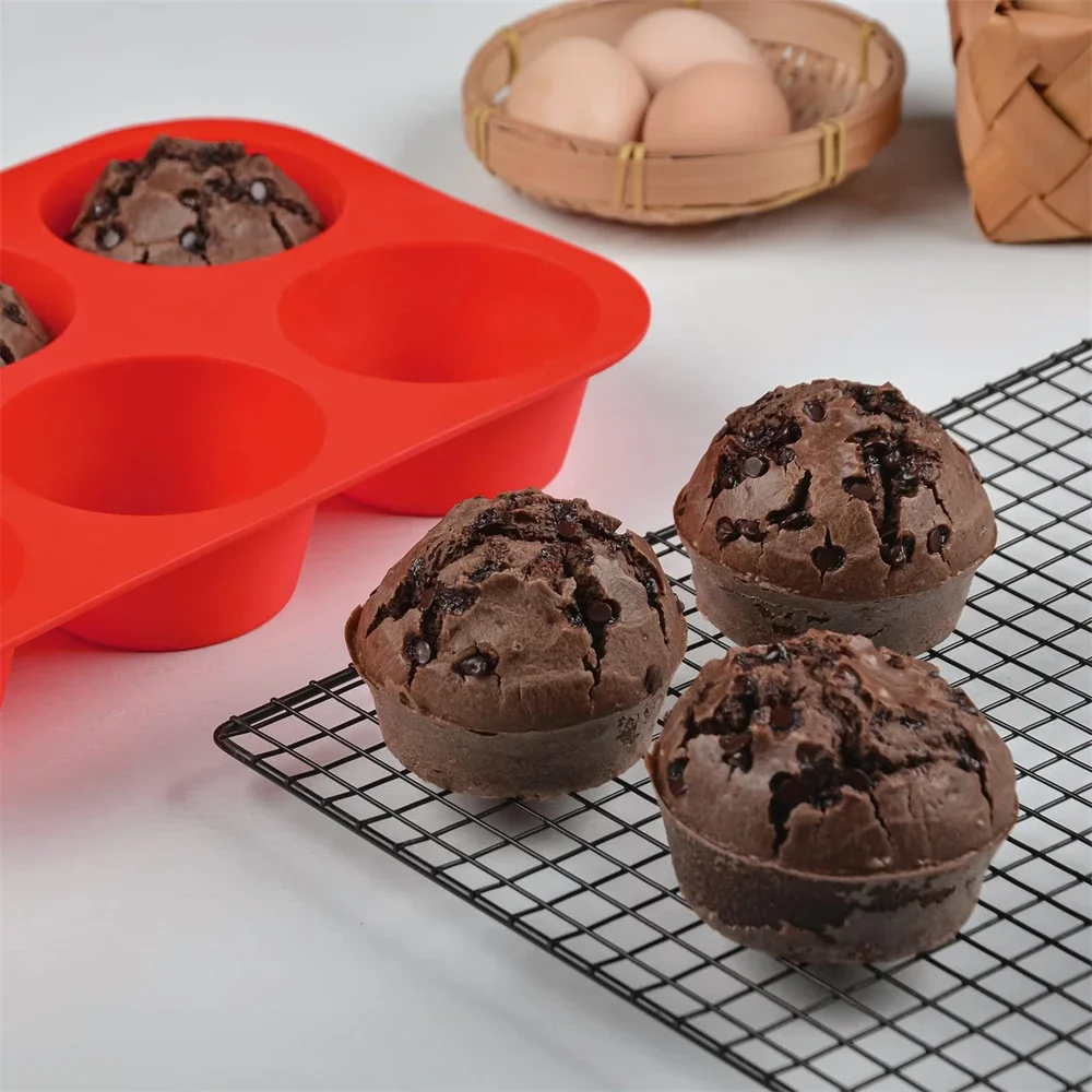 6 Cup Silicone Jumbo Muffin Pan Giant Silicone Cupcake Pan/Cups Deep Popover Pan Large Muffin Pans Baking Cheesecake Bites