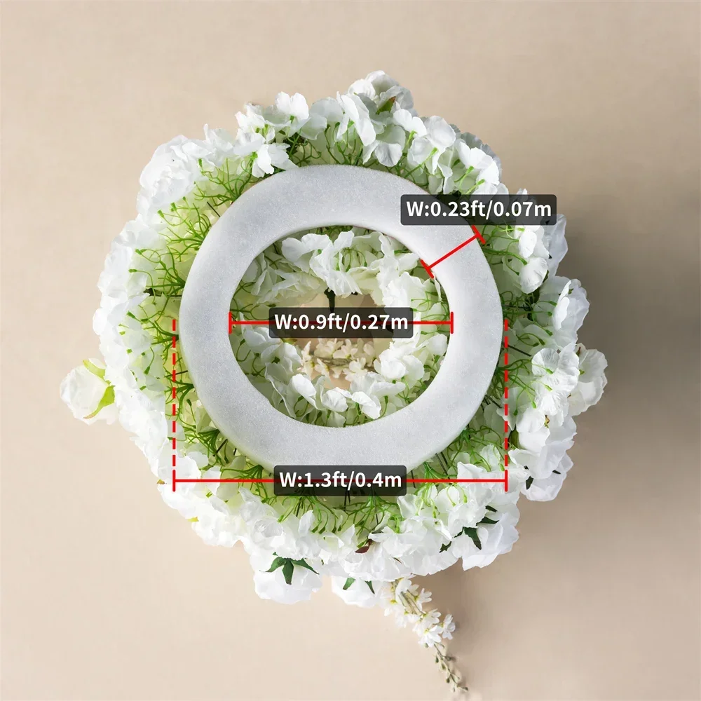 5.2x1.9ft Pure White Rose Phalaenopsis Hydrangea Artificial Flower Arrangement Floral Row Wedding Party Backdrop Decoration