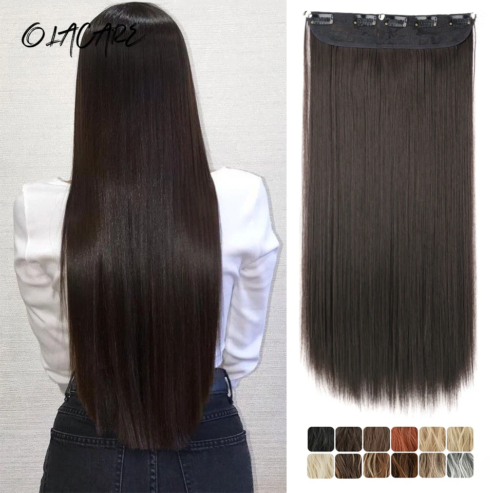 

Synthetic 5 Clip In Hair Extensions Long Straight Hairstyle Hairpiece Black Brown Blonde 100CM Natural Fake Hair For Women