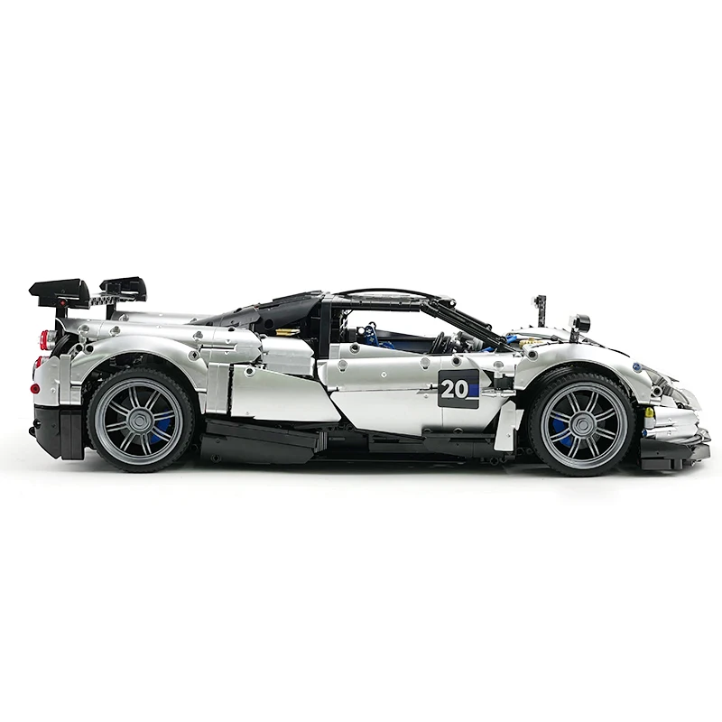 Diy MOC-002 conjunto de construção de modelo de carro de corrida-kit de montagem de tijolos de carro esportivo prateado brinquedo criativo presente de natal para meninos crianças