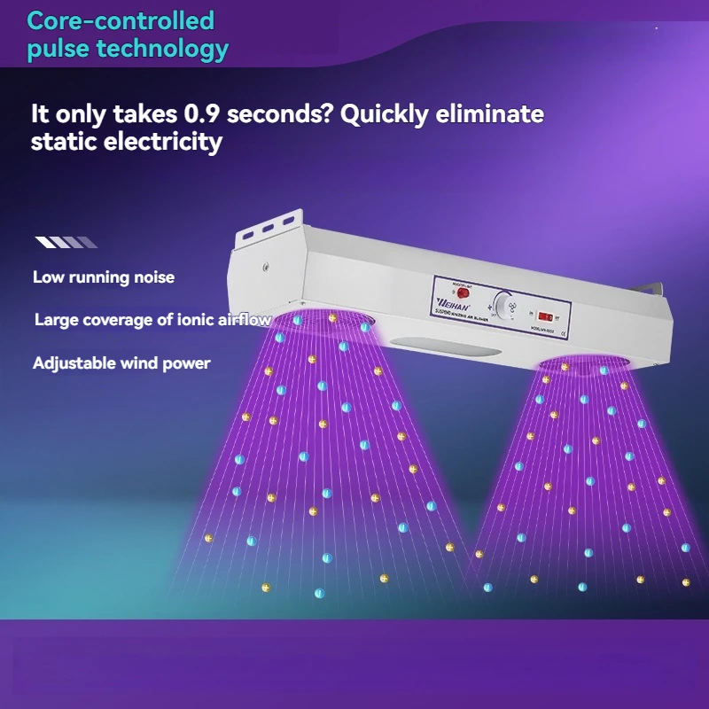 مروحة أيون مزدوجة الرأس معلقة، معدات إزالة الغبار الكهروستاتيكية متعددة الرؤوس، مروحة التأين، مروحة صناعية مزدوجة، معدات مضادة للكهرباء الساكنة