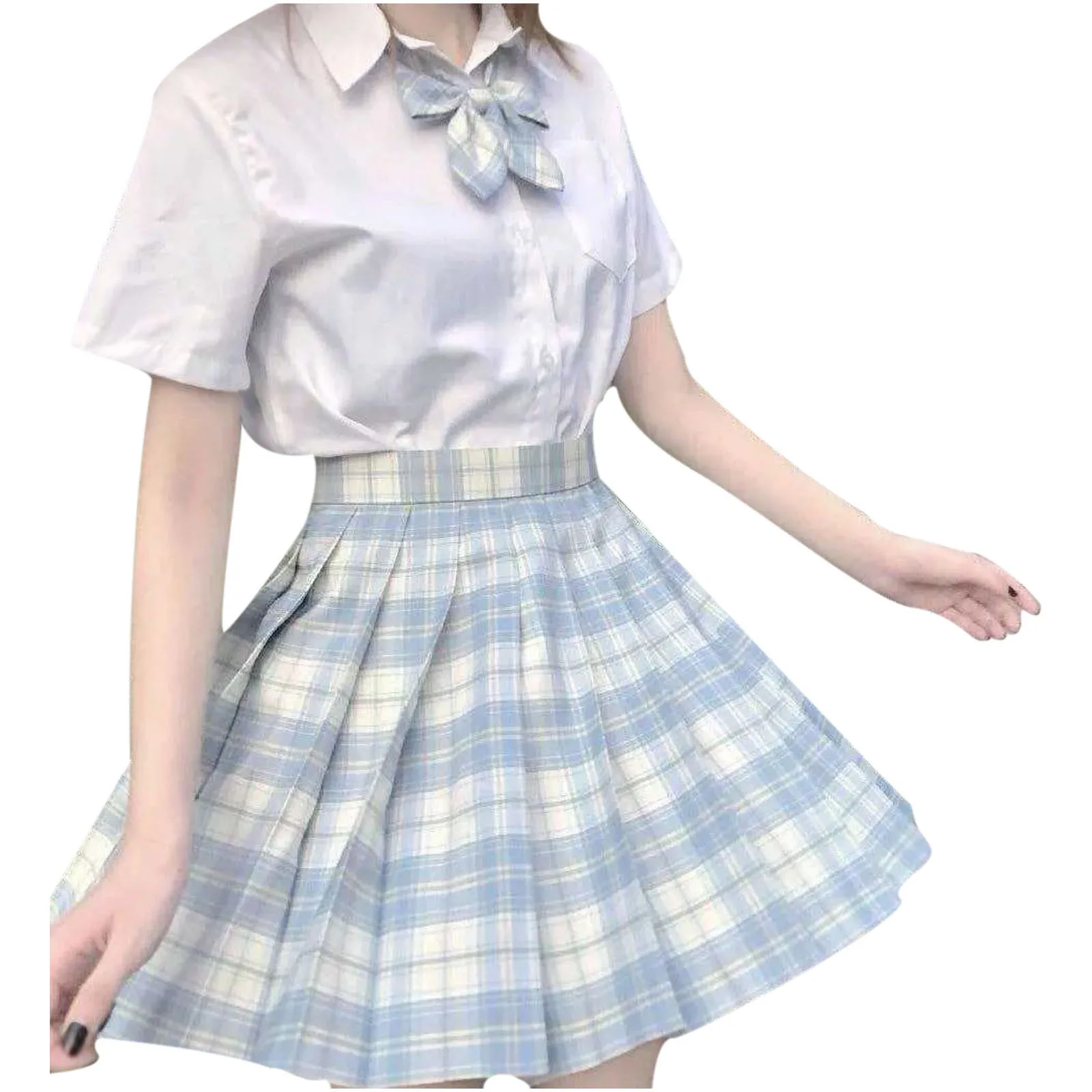 Japanese School Uniform Korean Student Jk Seifuku Blouse Pleated Skirt Tie Full Set Girl Plaid Skirt Pink Uniforms For Woman