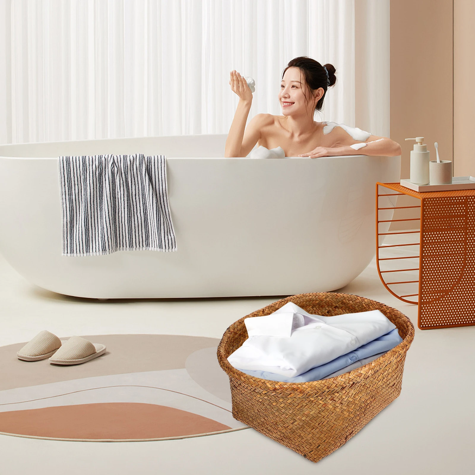 

Woven Storage Basket Home ganizer Laundry Basket Bedroom Living Room Closet Toy Storage SolutionBreathable Container