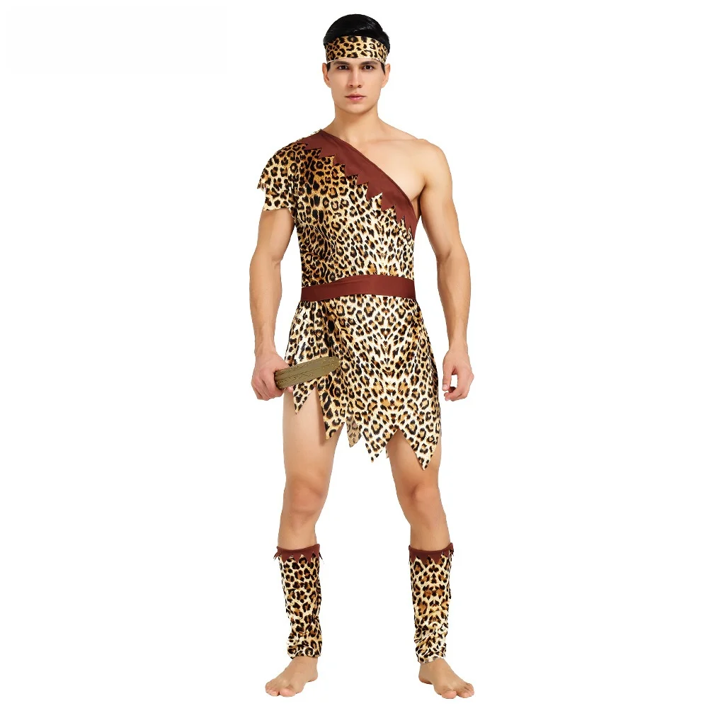 Disfraz de loween de Hombre Primitivo Moderno, Disfraz de Hombre Salvaje de Terciopelo para Hombre, Divertido Disfraz de A...