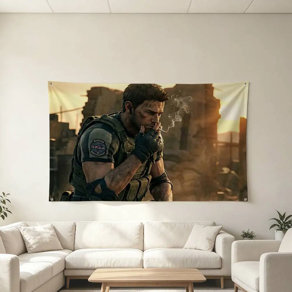 Resident Evil C-Chris Redfield  Flag Suitable For Party Club Outdoor Interior Wall Decoration Banner Fans Gift