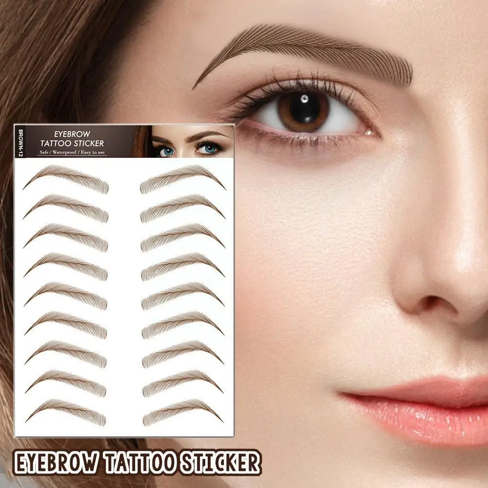 9 Pairs/sheet Hair-liked Authentic Eyebrow Tattoo Sticker Lasting Stickers False Cosmetics Makeup Natural Eyebrows Waterpro X3N6