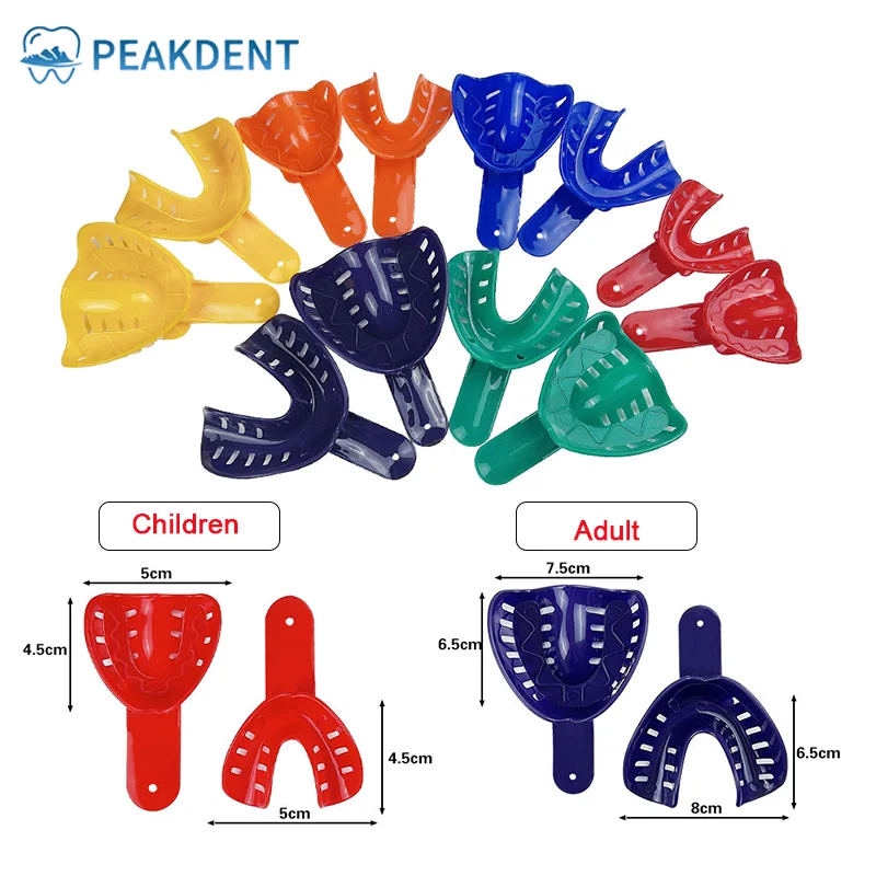 12/set Childrens and Adults Dental Trays Plastic Teeth Holder Colorful Dental Impression Trays Teeth Holder Kit For Oral Care