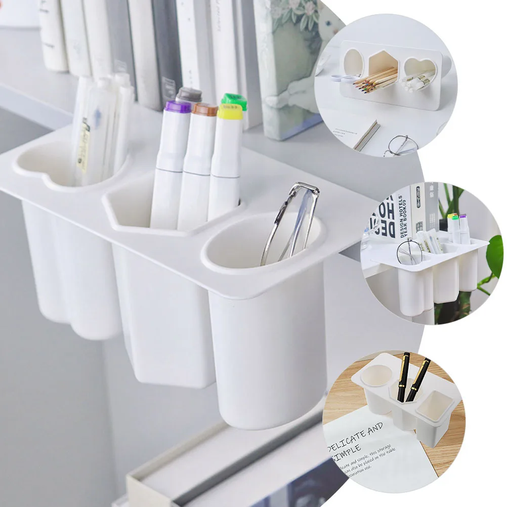

Adhesive Pencil Holder Plastic Desktop Organizer For Pens Markers Crayons Brush Storage Pen Box Office Supplies