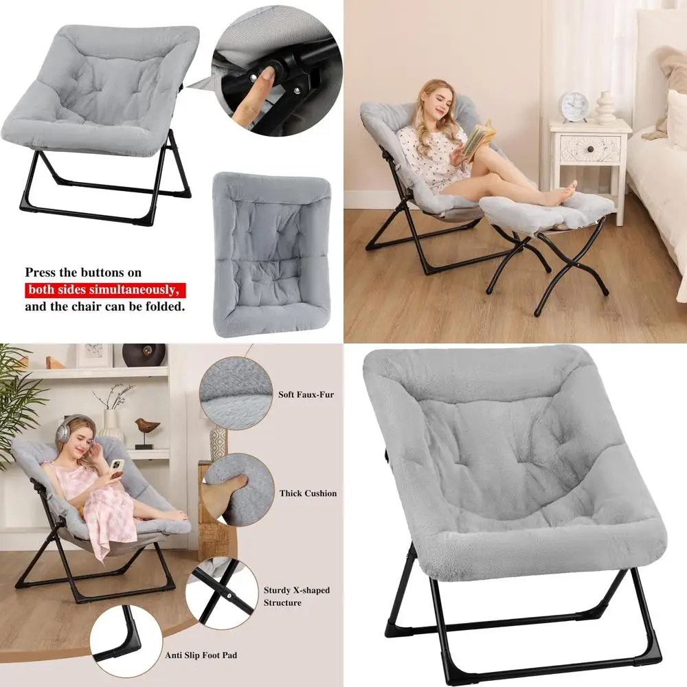 

Grey Oversized Lounge Chair for Teens, Adult Bedroom, and Living Room Reading