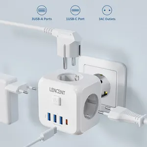 LENGENT HOUSE WALL TRAIN Extensor, EU plug charger, switching and off, 3 CA outputs, 3 USB, type C, 7-EM-1 ports 10 MAIN SALES ADAPTER TAKEN - №10
