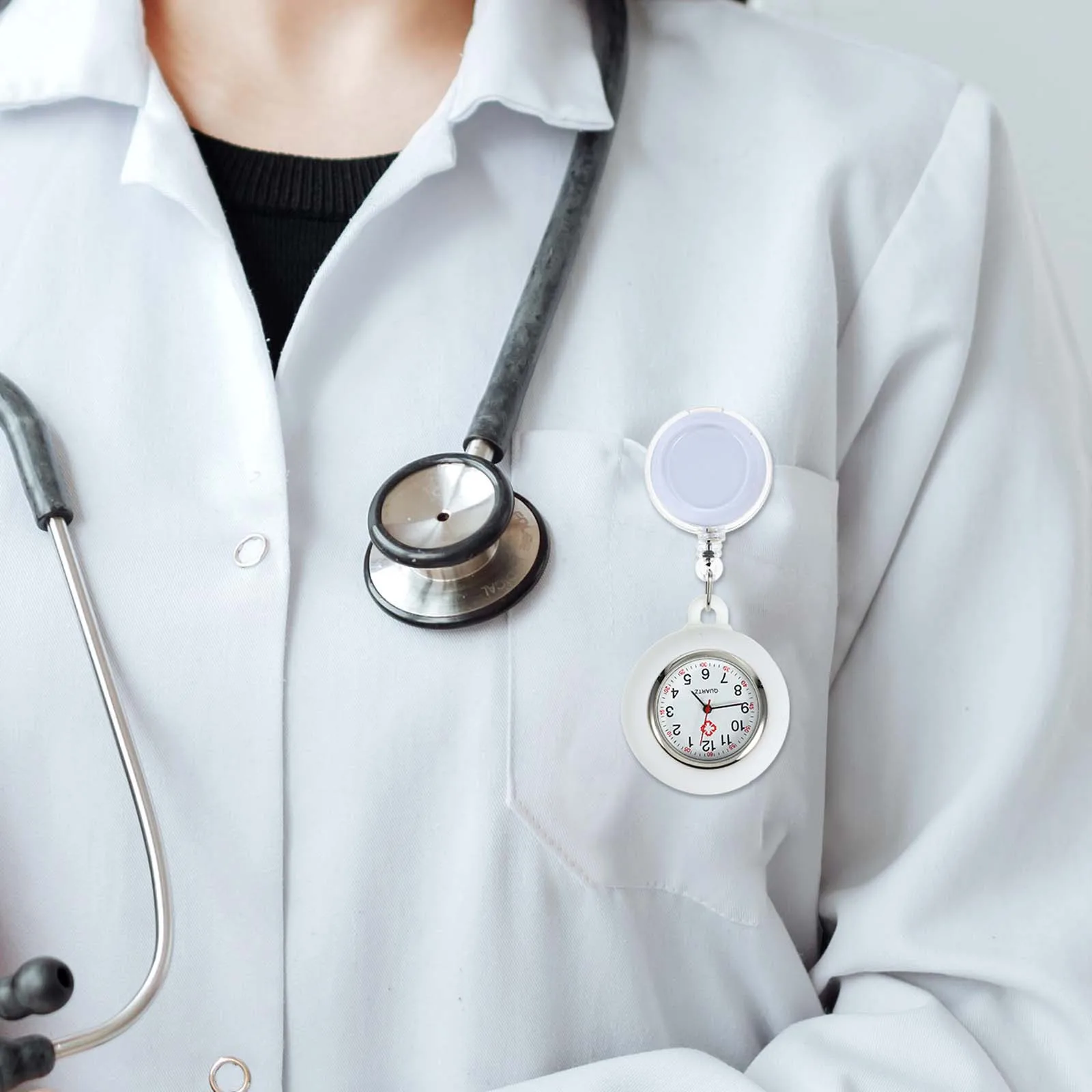 

Черные карманные часы для медсестры, бейдж, катушка, клипса, улыбающееся лицо, карманные подвесные часы, прочный, легкий, точное время