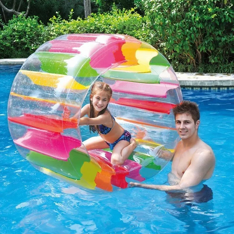 2023 Summer Kids Colorful Giant Water Inflatable Float Wheel Roller Float  Roll Ball Swimming Pool Grass Beach Sports Games Toys