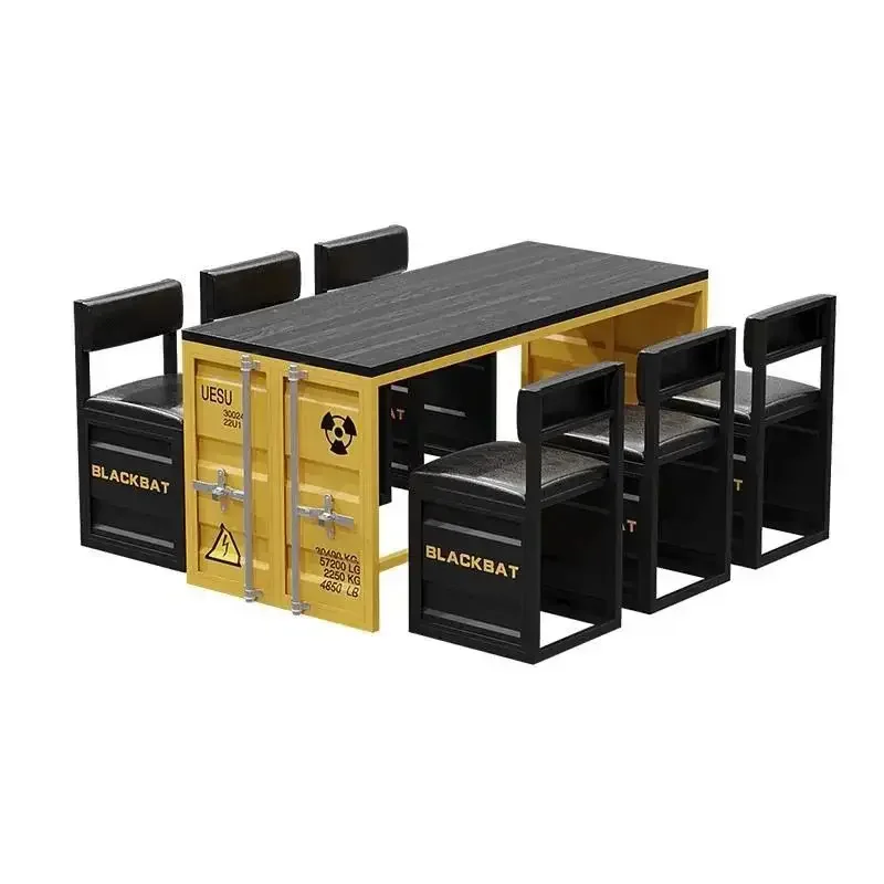 Retro metal PU sofa more than 3 people sponge filled Internet celebrity cafe bar boothFurniture supplies, furniture