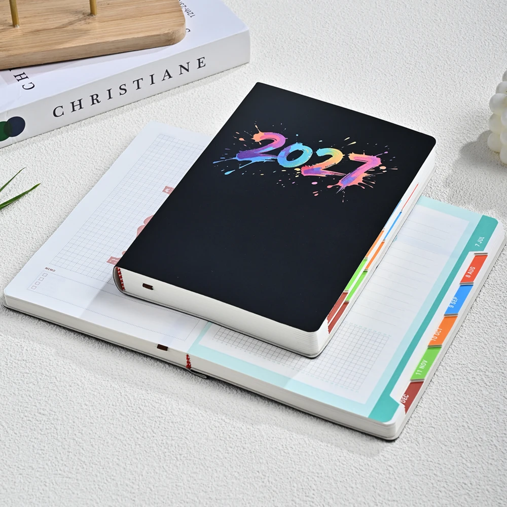 2027 A5 Daily Planner One Page Per Day 204 Sheets 408 Pages Thick Hardcover Monthly Index Tabs Hourly Schedule Goal Journal