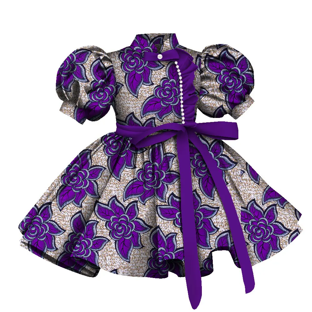 african-print-girls-dress-short-sleeve-high-waist-a-line-midi-dress-wedding-children's-birthday-party-evening-wyt733