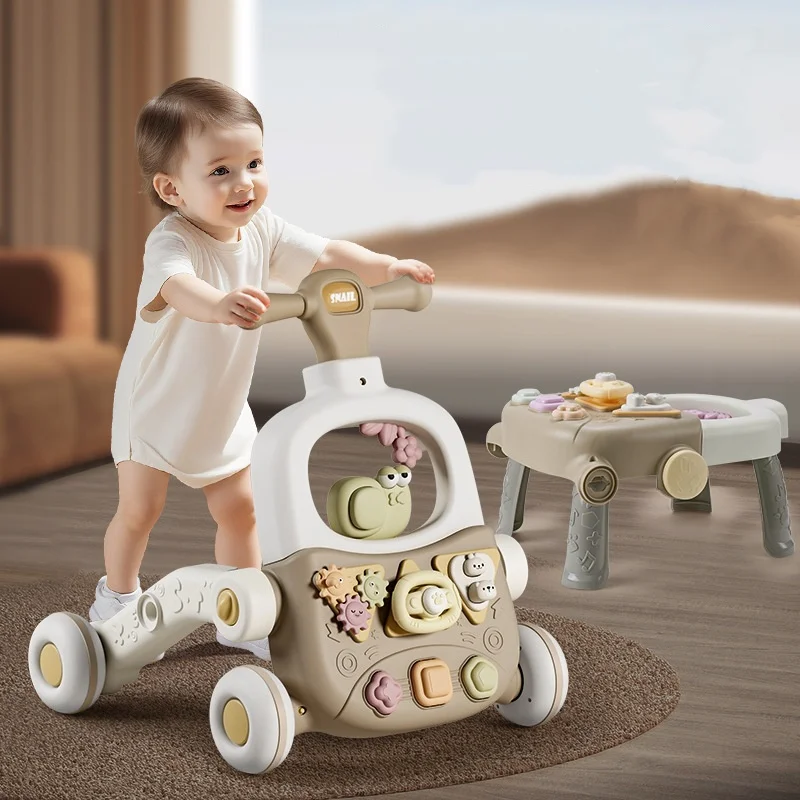 Children's Learning to Walk Car Game Table Toy Multi-Functional Stroller Baby Toddler Sliding Anti-Side Flip Walking Aid Cart