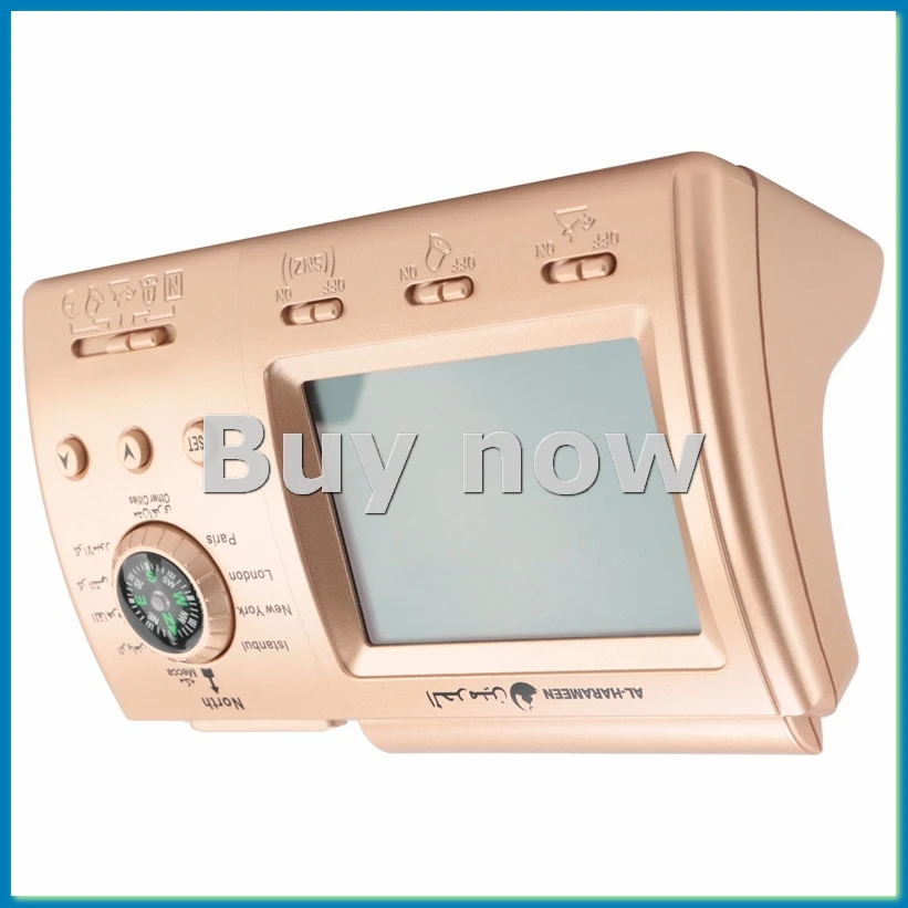 Automatic Digital Clock Islamic Azan Muslim Prayer Alarm Azan Clock for Desktop Table Clock Home Decorations Gold-ABLM
