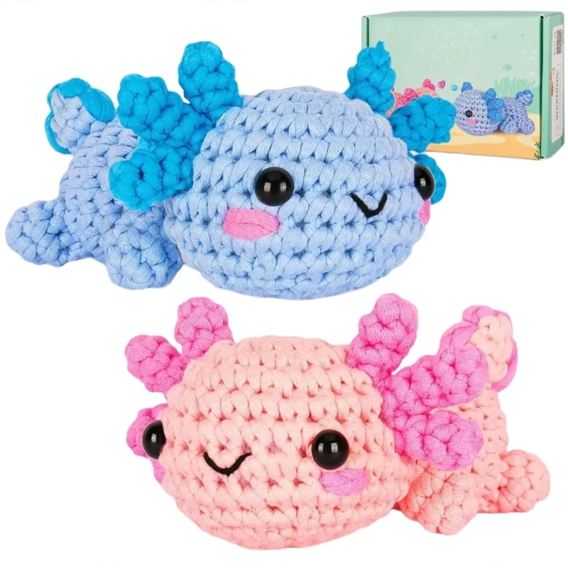 Crochet Dragon Kits for Beginner with Yarn, Crochet Hook, Plastic Eyes, and Step-by-Step Instruction