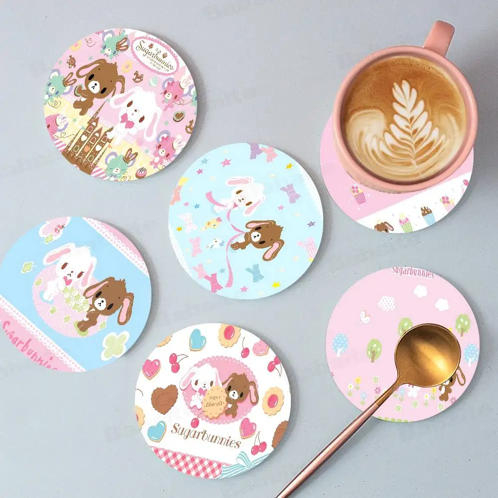 

Cartoon Cute S-Sugarbunnies Natural Wood Coaster Creative Cartoon Absorbent Cushion Coffee Mug Bowl Cushion Insulation Cushion