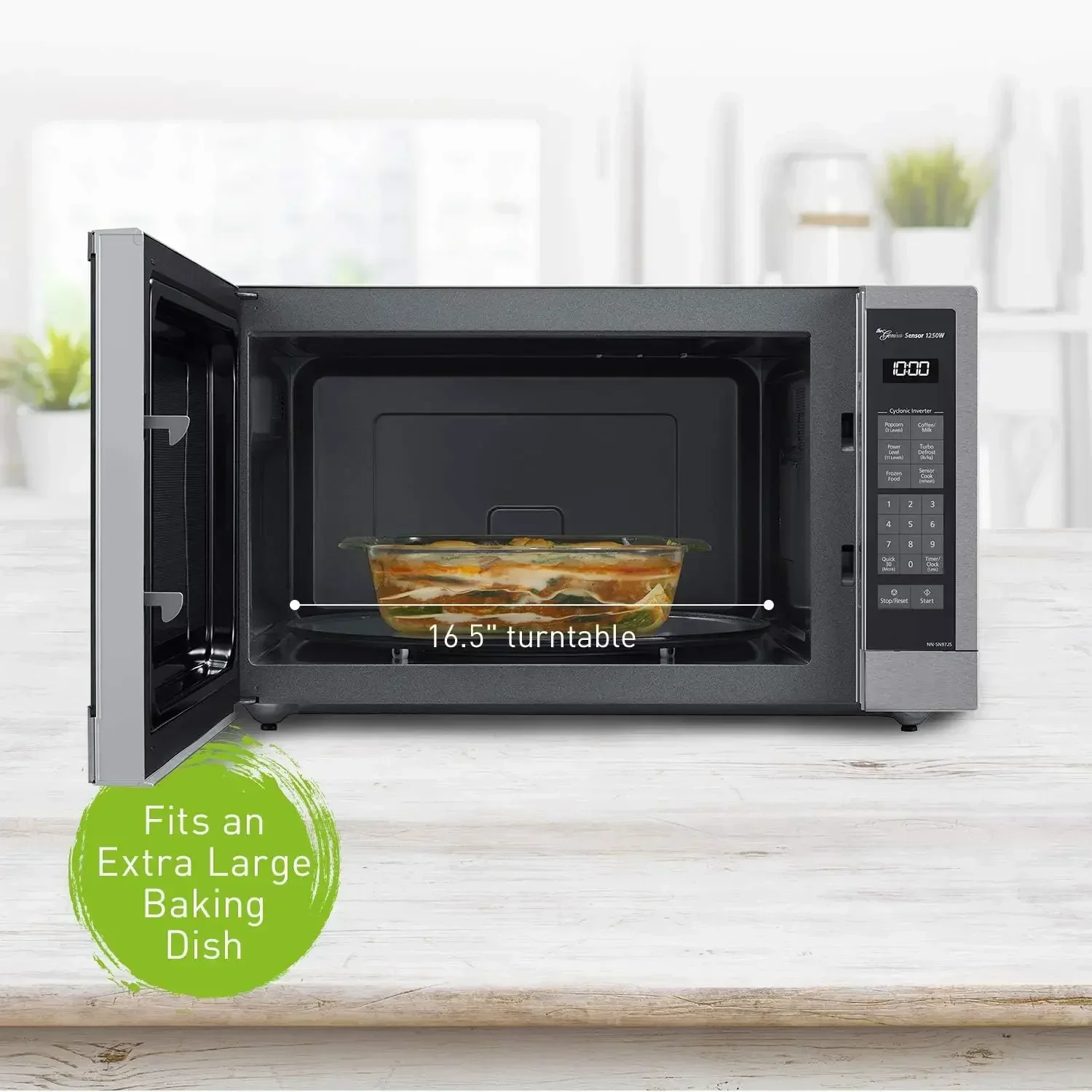 Horno Microondas, Encimera de Acero Inoxidable/Vida Ciclónica Incorporada con Tecnología Inverter y Sensor Genius, 2,2 Cu. Pie, 1250W