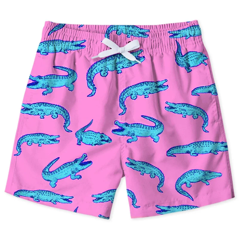 

Cute Shark Dinosaur Beach Shorts For Men Kids 3d Print Cartoon Animal Swim Trunks Surfing Board Shorts Male Street Short Pants
