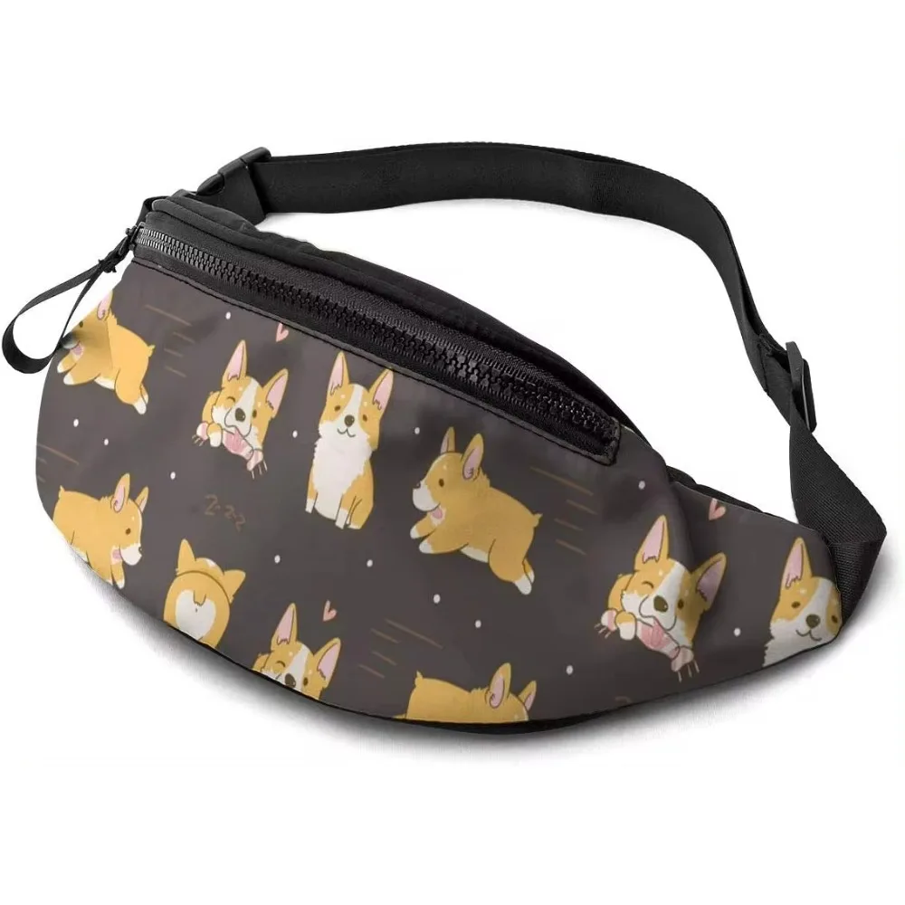 

Fanny Pack Kawaii Corgi Cute Dog Waist Bag with Headphone Hole Belt Bag Adjustable Sling Pocket Fashion Hip Bum Bag for Outdoors