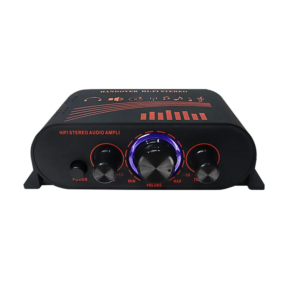 AK170 HIFI Stereo Audio Amplifier RCA Input Portable Sound Amplifier Dual Channel Speaker Amp with LED Light Ring for Car Home