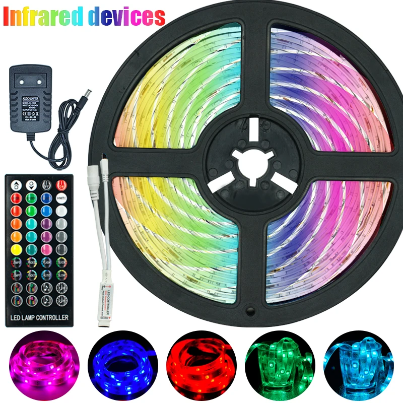 Infrared Control LED Strip Lamp luces RGB 5050 SMD 2835 Waterproof Flexible Ribbon DC12V 5M 10M 15M 20M Living Room Decoration