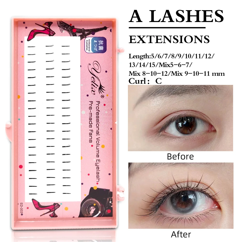 Yelix Natural Soft Individual Lashes Comic Lash C Curl Easy Grafting Makeup Extension Natural Look Daily Eyelashes Makeup
