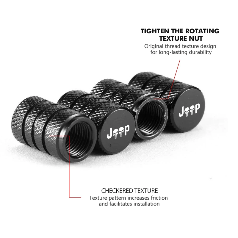4 peças de tampa de válvula de pneu para rodas de carro, acessórios automotivos para Jeep Grand Cherokee Patriot Renegade Compass Wrangler