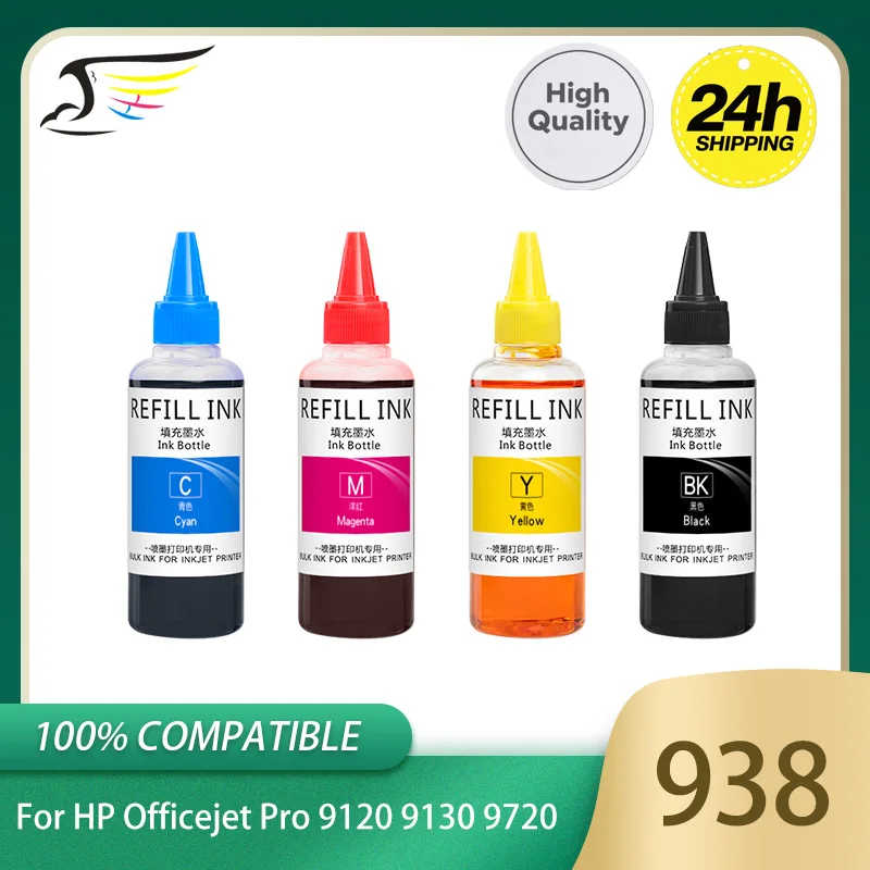 

BFHH 936 937 938 Refill Dye Pigment Ink For HP Officejet pro 9110B 9120 9130 9720 9730 9110e 9120e 9130e 4S6X3A 4S6X0A Printer
