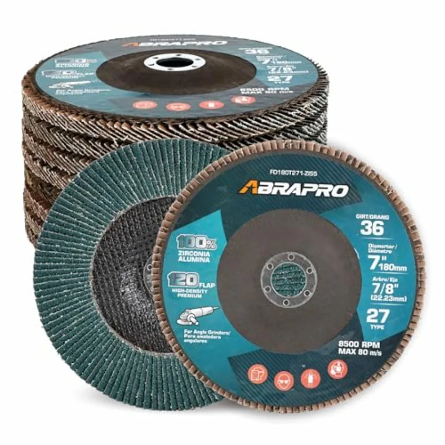 

Набор из 10 лепестковых дисков 7 дюймов x 7/8 дюйма, T27, промышленные, циркониевые, абразивные, 7-дюймовые шлифовальные круги, высокопроизводительные, для финишной обработки D