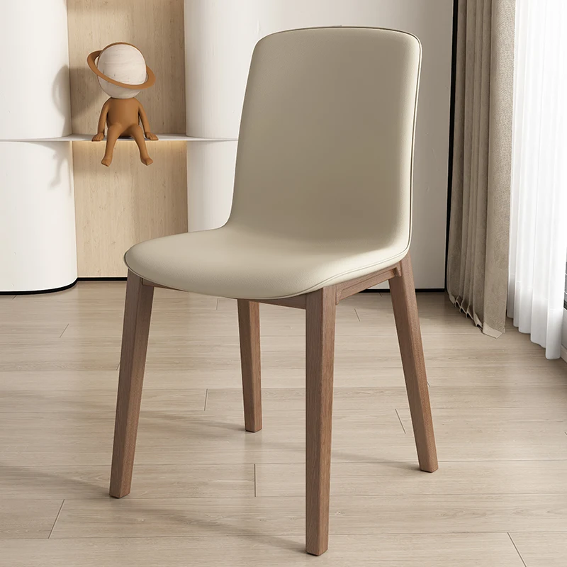 Nordic restaurant solid wood dining chair household imported ash wood back chair Italian modern simple eating leather chair