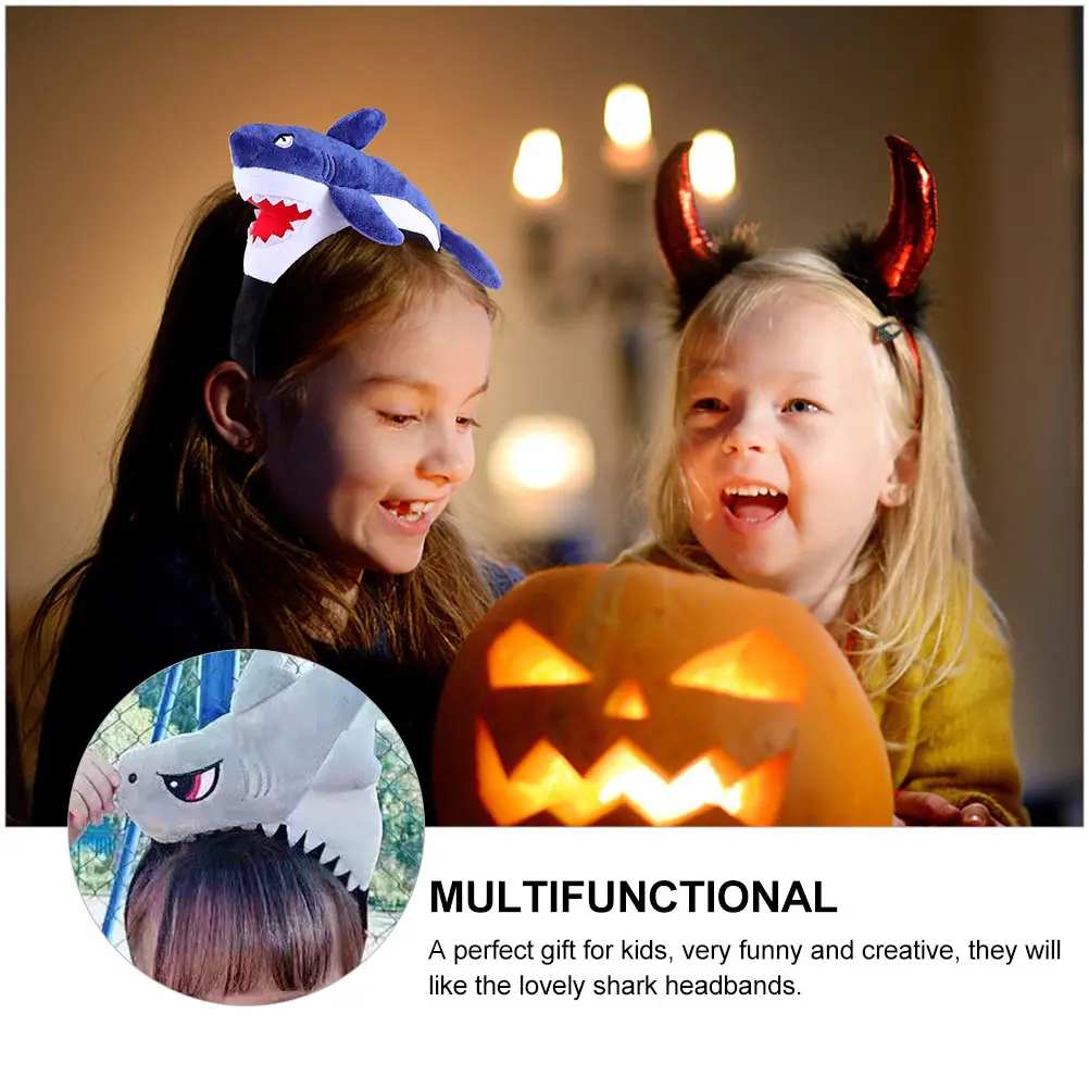 

2pcs Cartoon Shark Headband Dinosaur Hair Hoop Kids Halloween Party Accessories Lovely Animal Fabric Baby