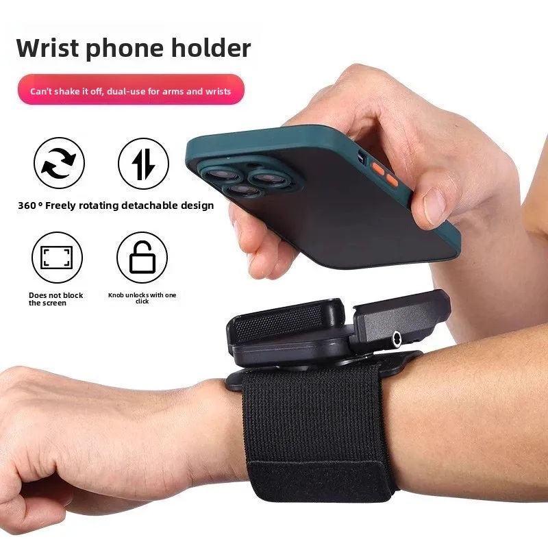 

Wrist Phone Holder Adjustable Strap with Detachable Design 360° Rotation for Outdoor Action Recording Hands-Free Use