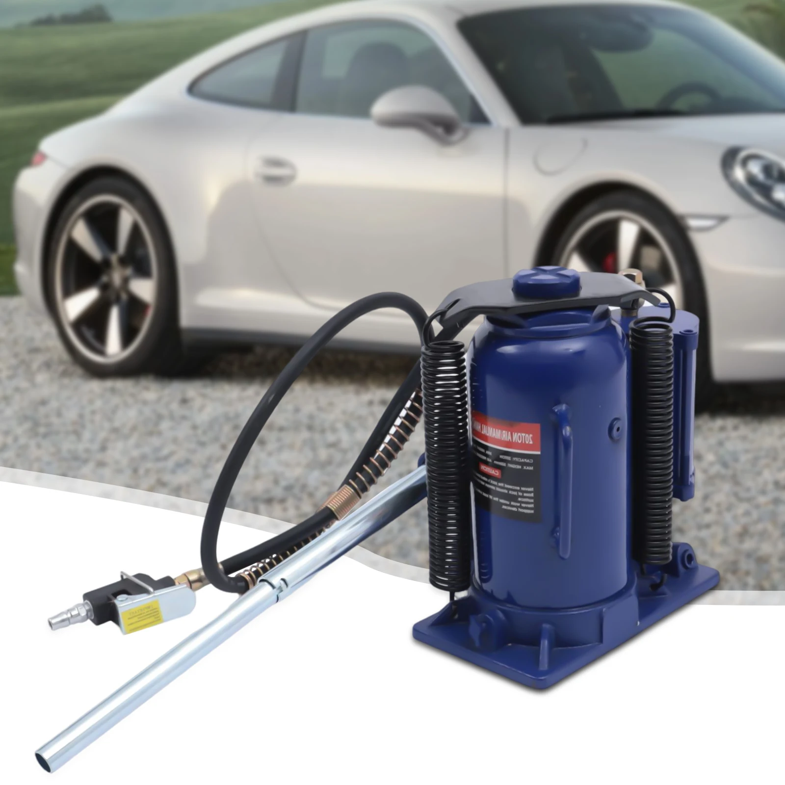 Cric per bottiglia idraulico pneumatico con pompa manuale manuale Ascensore per riparazione rimorchio da viaggio per camion automatico da 20 tonnellate (blu)