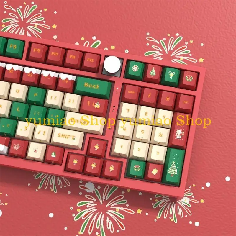 587B 142 Keys Colorful Christmas Keycaps Ergonomic Festive Keycap Set for Mechanical