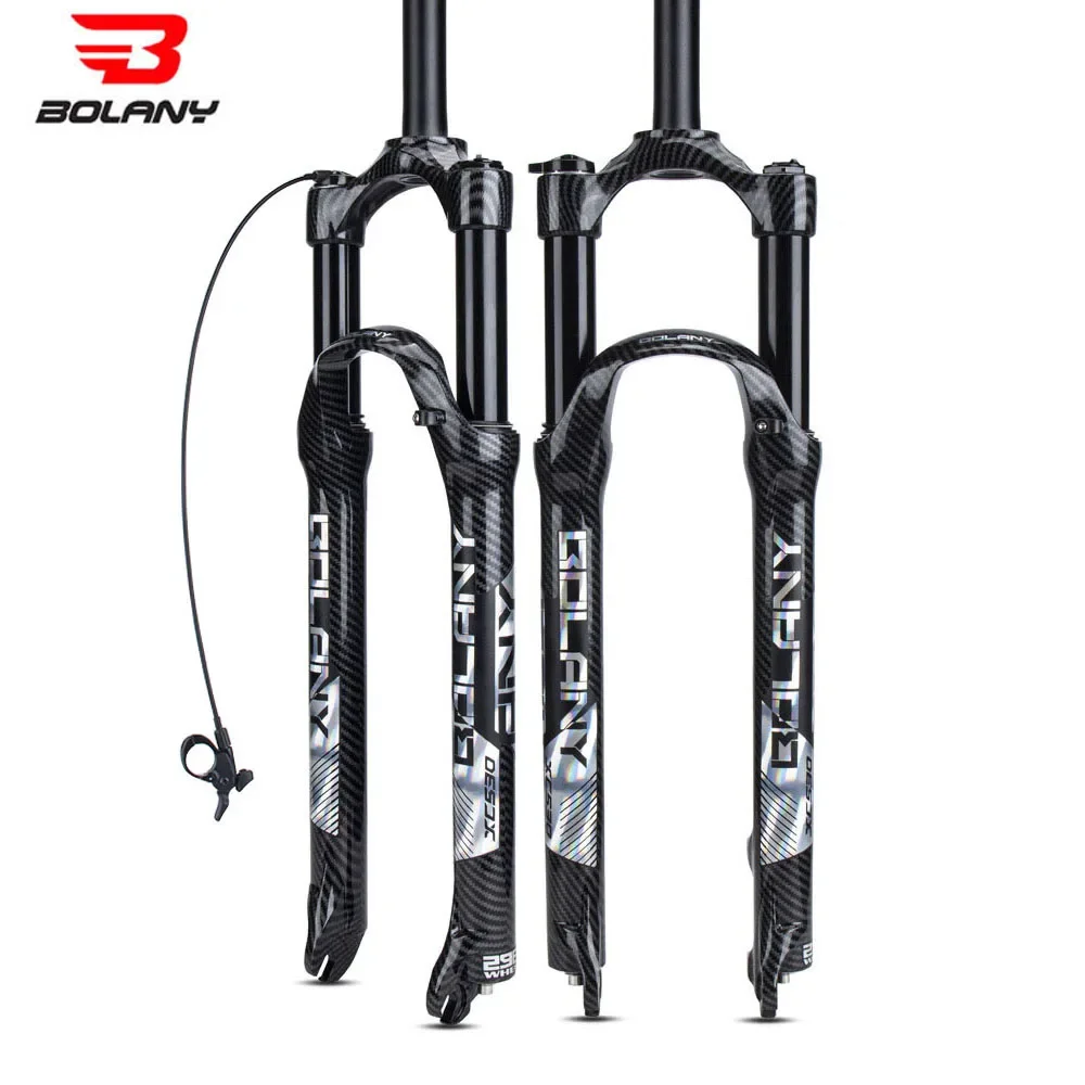 BOLANY Air suspension 29 mtb Fork Magnesium Alloy Carbon Pattern Mountain Bike Fork Shock Absorber Quick Release Travel 120mm