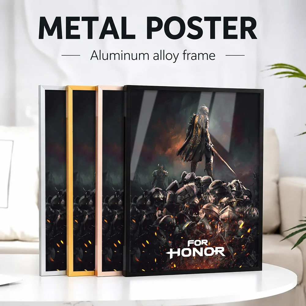 For Honor Game Framed Metal Poster Personalized Photo Immersive Adventure Style Wall Art For Bedroom And Study Collector Gift