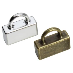 20pcs Alloy Metal End Caps Crimp Buckle With Loop For Jewelry Making Flat Leather Cord End Clasps DIY Bracelets Connector