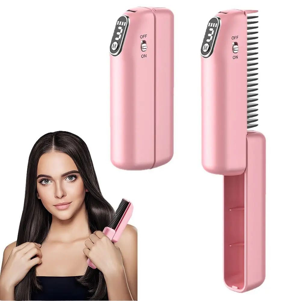 

Anti Scald Electric Hair Straightening Comb Scalable Fast Heating Portable Hair Straightener LED Digital Display 3 Modes
